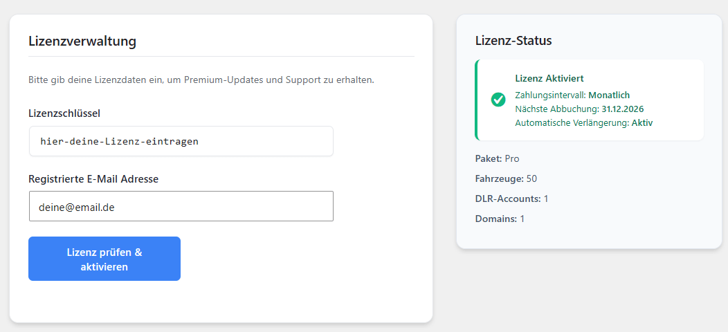 Lizenzaktivierung