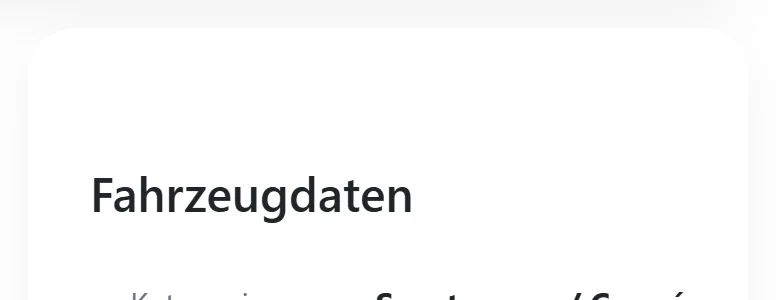 Fahrzeugdaten als Tabelle